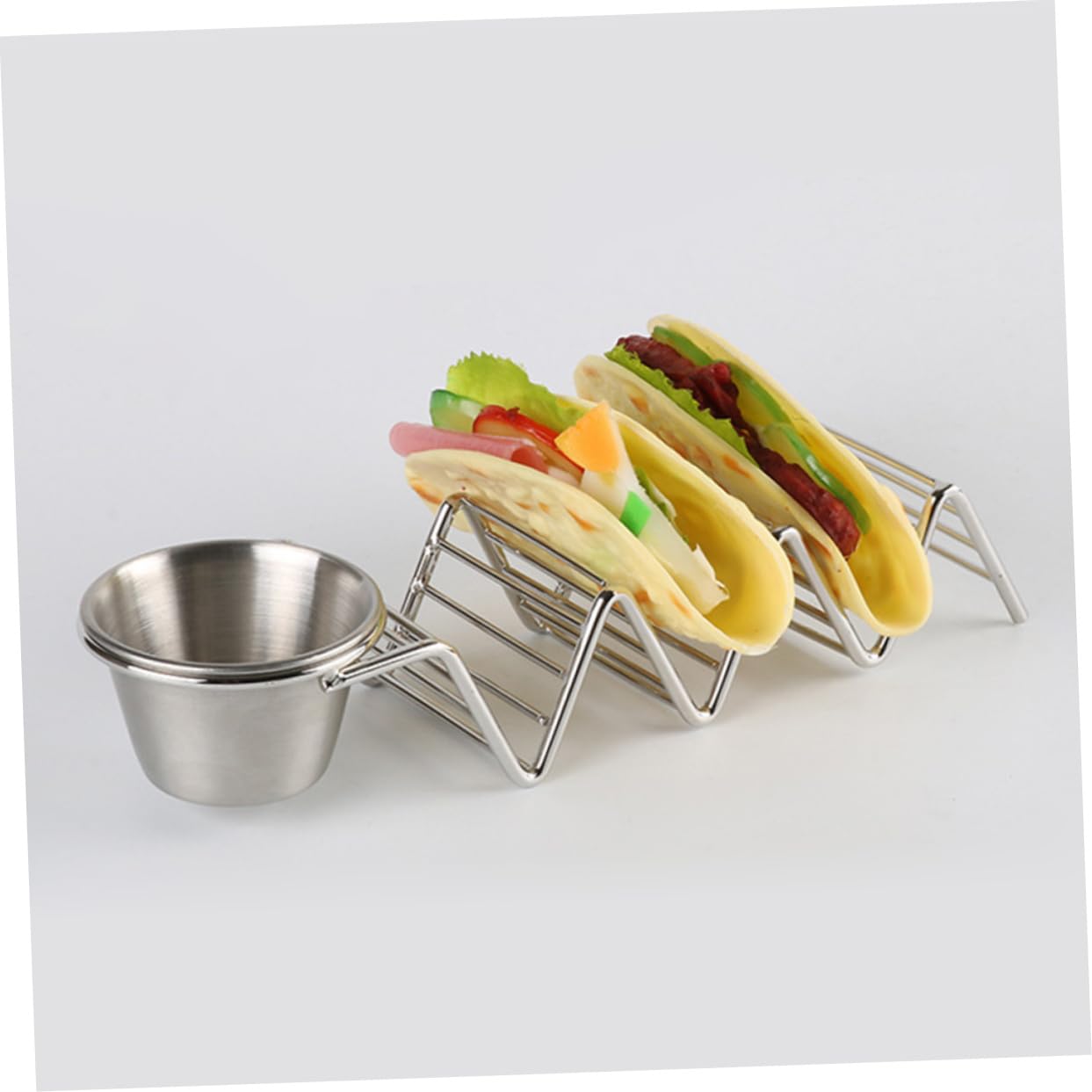 Wakauto 2 Pcs Taco Holder Stainless Steel Taco Rack for Hard Shells for Burritos Pancakes and Sandwiches Non Slip Base for Parties and Outdoor Events