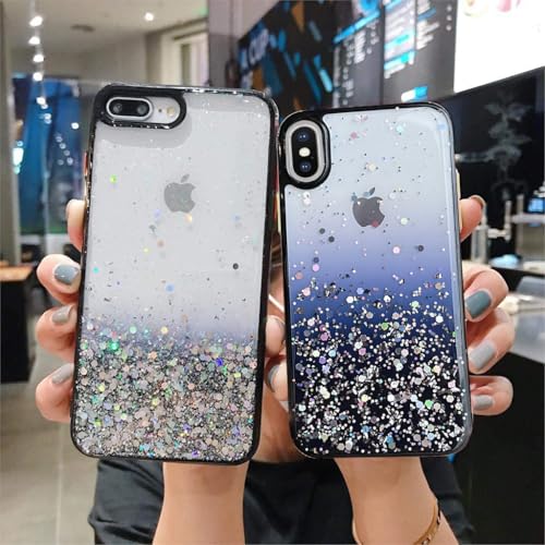 Image of Vonzee Case Compatible with iPhone X & XS (5.8 inch), Non Moving Glitter Cover for Girls & Women Soft TPU Shockproof Anti Scratch Drop Protection Cover (Black)