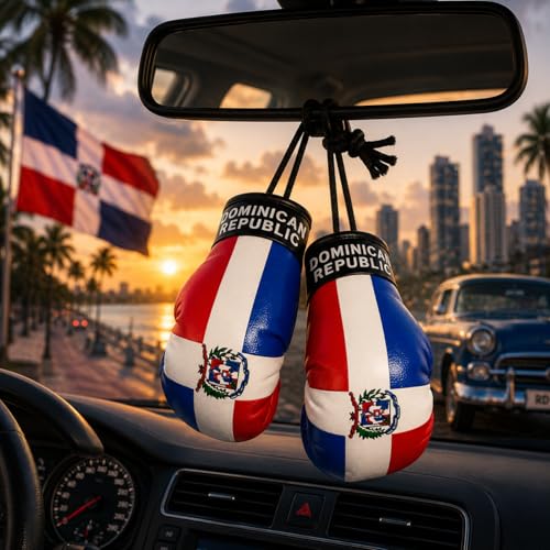 Guantes de boxeo dominicanos para decorar el espejo de tu coche en ruta
