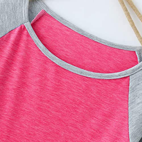 Girls Casual Long Sleeve Color Block Pullover Top Stripe Crewneck Loose Tunic T-Shirts Blouse Size 4~13 Year4