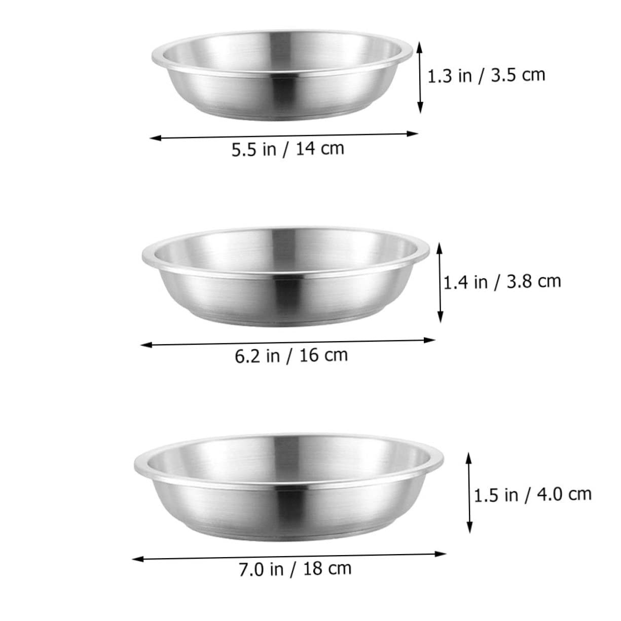 Garneck Round Stainless Steel Plate Set 3pc Dinner Plate Metal Dinner Dish for Camping Use