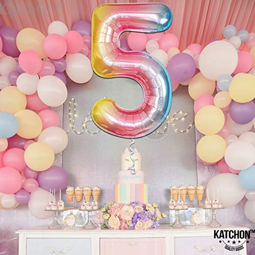 Image of KatchOn Rainbow Number 5 Balloon 40 Inch For 5th Birthday Decorations