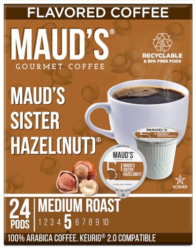 Image of Maud's Sweet Hazelnut Flavored Coffee Pods, 24 ct, Medium Roast Flavored Coffee in Recyclable Single Serve Pods - 100% Arabica Coffee, Compatible with Keurig K Cups Maker
