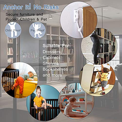 image for QoeCycth Furniture Anchors Straps, 12 Pack Anti Tip Furniture Straps K