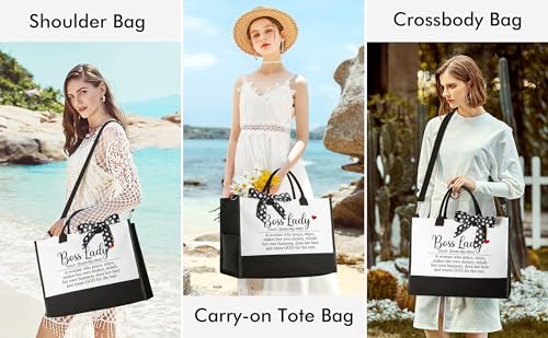 Image of MAYICIVO Bosses Day Gifts for Her Women, Cool Boss Lady Gifts Idea for Bosses Women Female Best Boss Appreciation Gift Christmas Birthday Farewell Gift - Canvas Tote Bag Makeup Bag