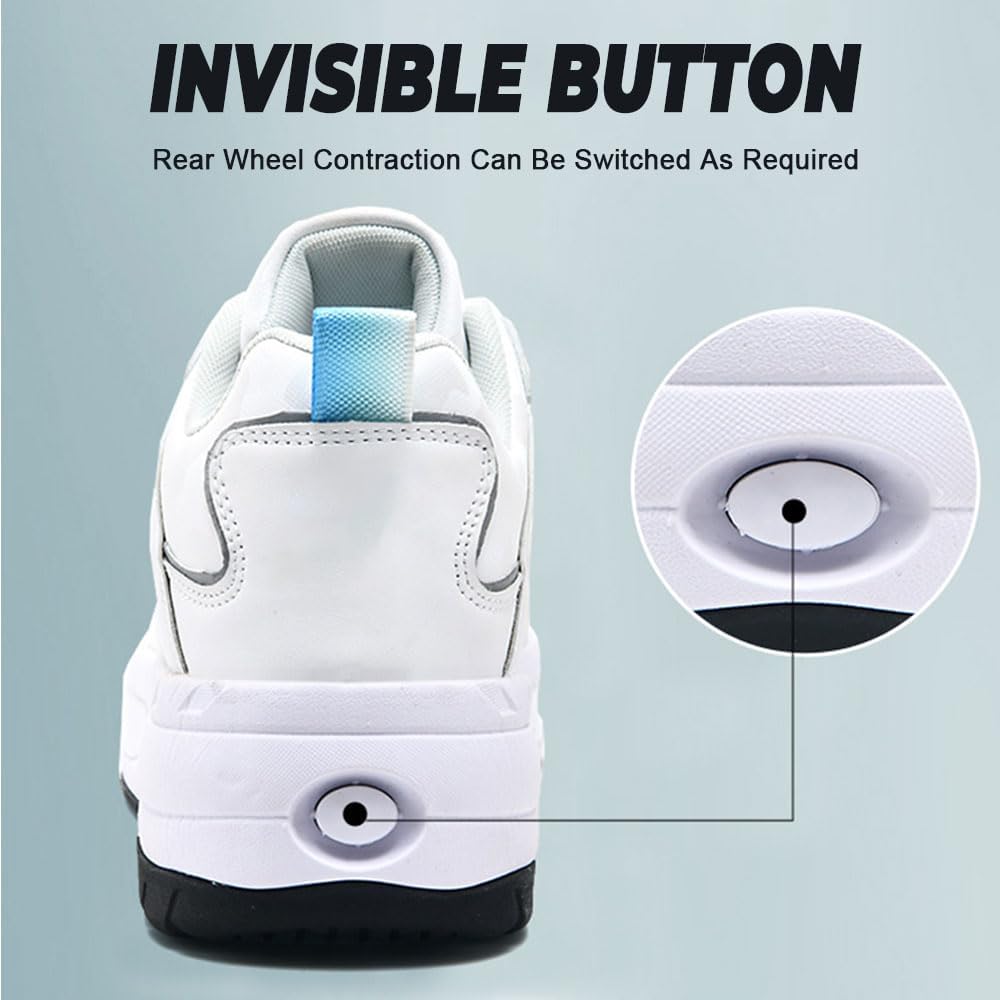 Kids Kids Roller Shoes Boy Girl Sneakers, Outdoor Sport Shoes Sneakers with 2 Wheels Unisex Skateboarding Shoes Retractable Skating Shoes for Children's Park Sports Walking