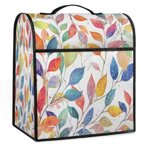 Coffee Maker Cover Colorful Leaf Kitchen Appliance Covers Small Appliance Covers Blender Cover Juicer Cover Dust Covers for Kitchen Appliances with Top Handle and Pockets,Washable,C697