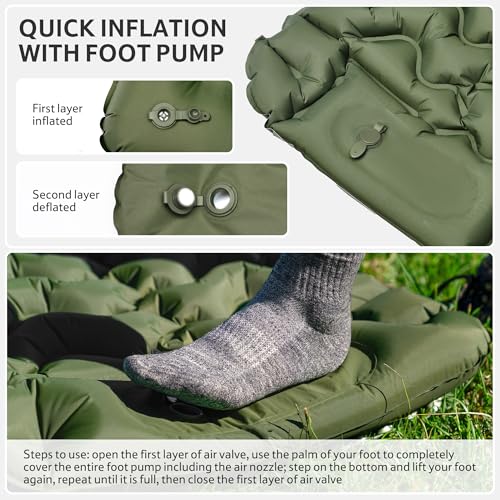 Naturehike Camping Sleeping Pad, Ultralight Inflatable Sleeping Mat with Pillow Built-in Pump, 2.6 Inch Lightweight Air Mattress for Backpacking, Hiking, Traveling - image 4
