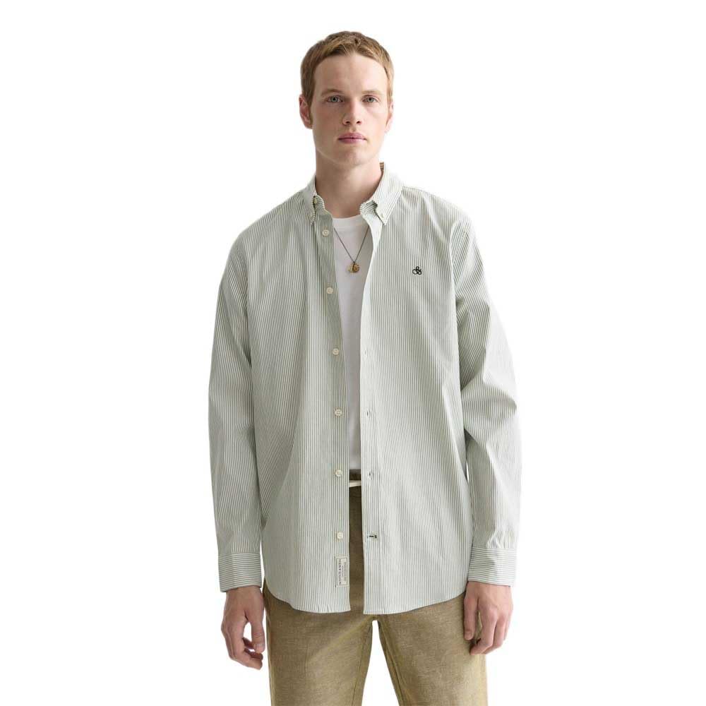 Scotch & Soda Men's Oxford Shirt, Garden Green Stripes 300, M