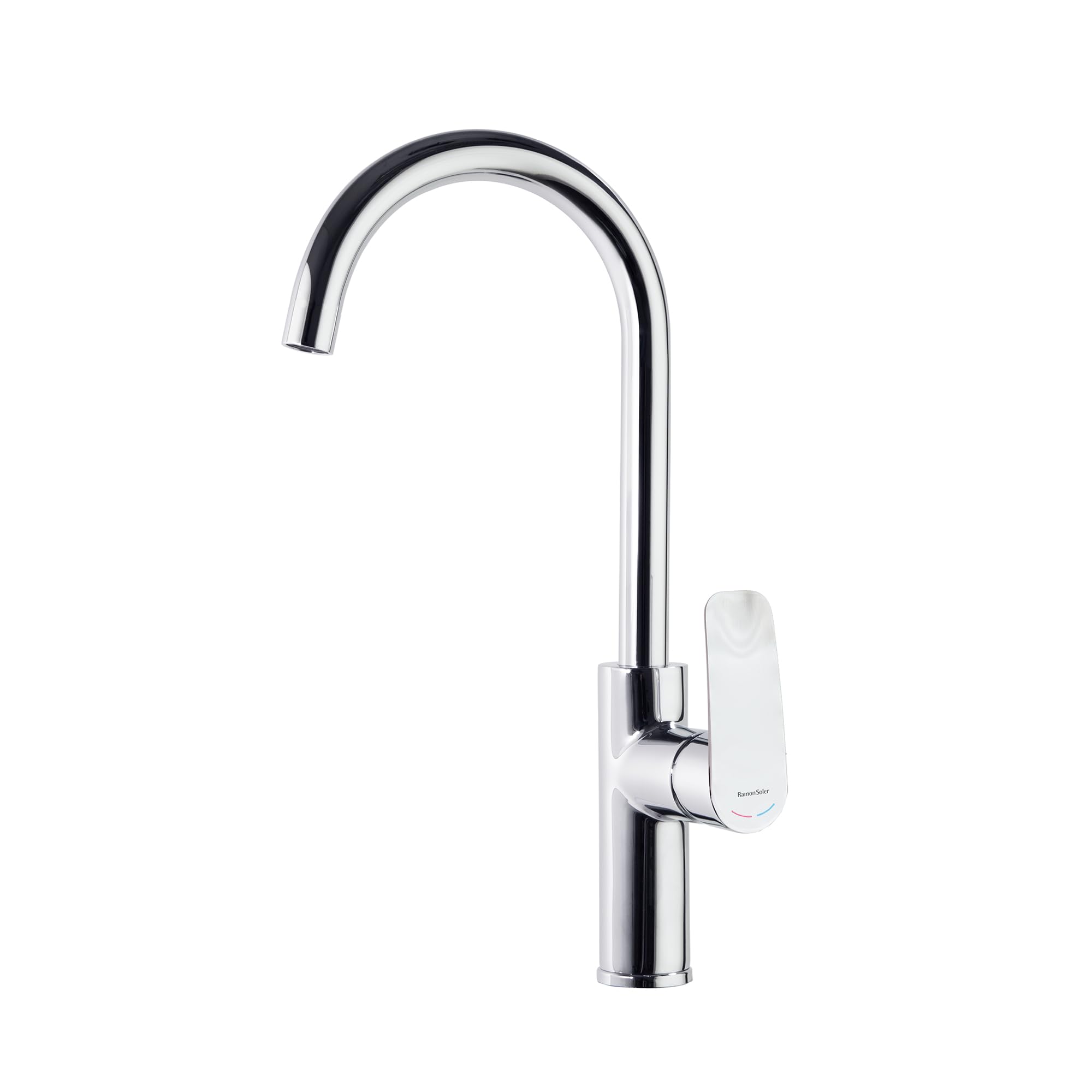Ramon Soler Grifo de Fregadero de Cocina Monomando con Caño Alto Cromado con Sistema S2 de Ahorro de Agua Serie New Fly