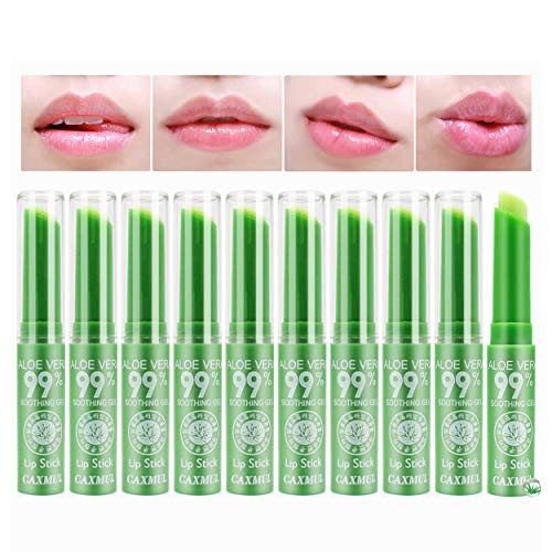 DAGEDA 10 Pack 99% Aloe Vera Color Changing Lipstick, Long Lasting And Temperature Color Change Jelly Lip Balm With Moisturizing Repair Care Plumper Gloss Long Wear Waterproof Makeup Lipsticks Set