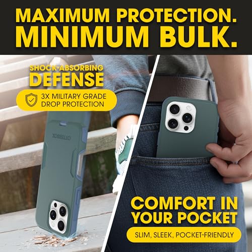 OtterBox iPhone 16 Pro (Only) – Commuter Series Case – Built-in MagSafe – Thin, Dual-Layer, Pocket-Friendly, Port Cover – Saltwater Breeze (Sage/Blue) by OtterBox - Used condition - Image 7