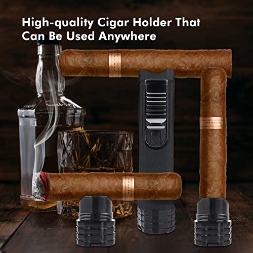 All-In-One Torch Cigar Lighter With Triple Flame, Cigar Punch, Cigar Poker, Cigar Holder, Gas Window, Luxurious Gifts For Men, Refillable Windproof Butane Cool Lighters For Smoking, Candles, Christmas #TOP4