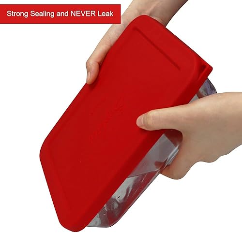 Miniatura 4 de Sophico Tapas rectangulares de silicona de repuesto para cuencos de cristal Pyrex 7211-PC, contenedor no incluido (rojo)