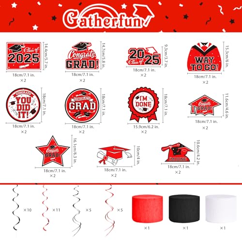 image for Gatherfun Red Themed 2026 Graduation Decorations Set - Congrats Grad B