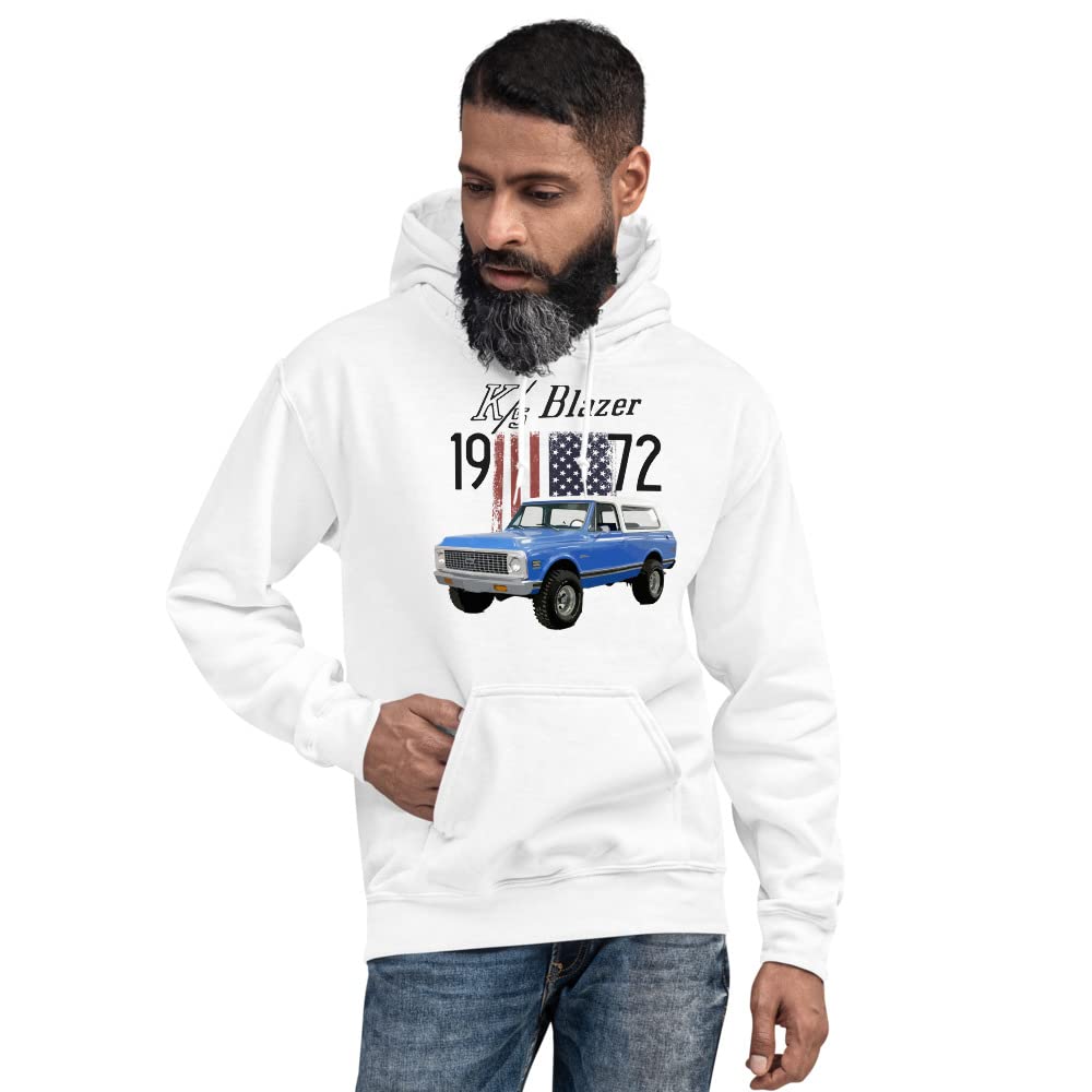 1972 Chevy Blazer K5 jasnoniebieski vintage ciężarówka graficzna bluza z kapturem pulower bluza | klasyczny sweter dla miłośników samochodów