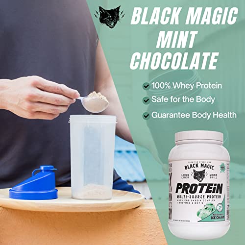 Worldwide Nutrition Black Magic Multi-Source Protein Powder - Whey, Egg Albumin Enzymes, Micellar Casein & Mcts - Muscle Mass Gaining - Mint Chocolate Flavor - 2 Lb With Bonus Multi Purpose Key Chain #TOP4