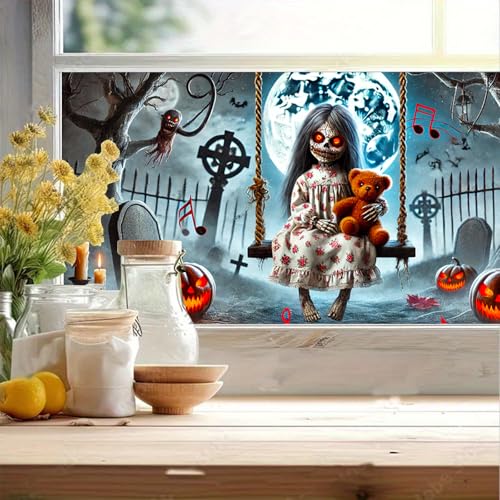 Film de privacidad para ventana con diseño Halloween 39.3x17.7 pulg miniatura 2