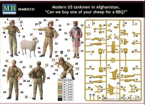 Master Box 35131 Modern US tankmen in Afghanistan. Can we Buy one of Your Sheep for a BBQ? 5 Figures 1/35