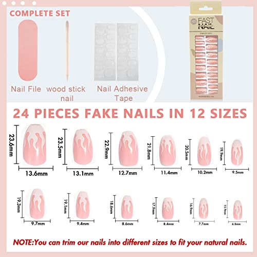 Image of MAYCREATE 24pcs Press-On Nails Creative French Nail Acrylic Press on Nail Fake Nails Full Cover Press On False Nails with Double Sided Adhesive Tabs, Almond Shape Press on Nail