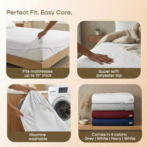 Image of SleepyCat Quilted Mattress Protector | Soft Quilted Comfort | Waterproof Backing | Everyday Mattress Protection | Multiple Sizes |(Double Size, 72x48 Inches)