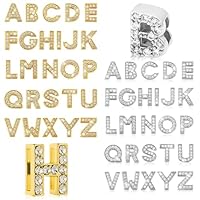 52 Stück Buchstaben Anhänger mit Strasssteinen 8mm Große Buchstaben Anhänger mit Strasssteinen von A-Z zur Schmuckherstellung Kristall Alphabet Anhänger für Selbstgemachte Armbänder Halsketten Choker