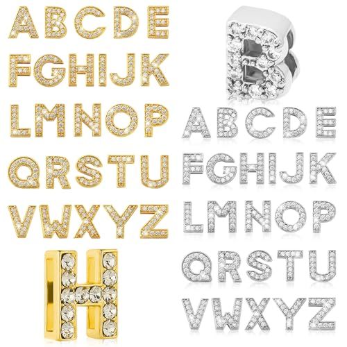 52 Stück Buchstaben Anhänger mit Strasssteinen 8mm Große Buchstaben Anhänger mit Strasssteinen von A-Z zur Schmuckherstellung Kristall Alphabet Anhänger für Selbstgemachte Armbänder Halsketten Choker