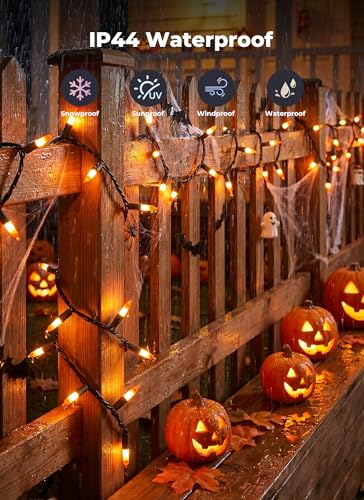 Image of Minetom 100-count 25Ft.Yellow & Orange Candy Corn Incandescent Mini Halloween String Lights for Outdoor & Indoor Halloween Decoration, Waterproof & Connectable