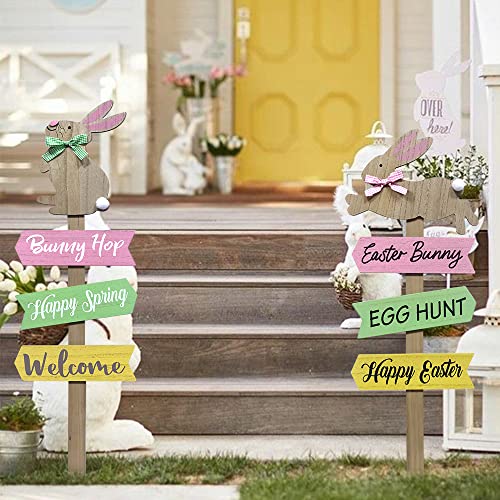 Decspas 2 Pcs Easter Decorations, 37" Decorative Garden Stakes Easter Spring Garden Decor, Brown Easter Bunny Farmhouse Easter Spring Decorations For The Home, Outdoor, Yard, Patio #TOP1