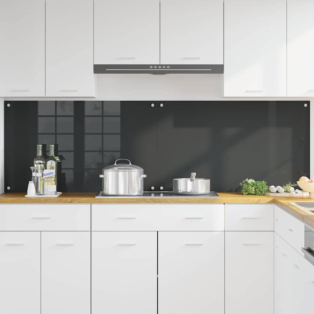 Solivagant Küchenrückwand 2 pcs Dunkelgrau 100 x 60 cm Gehärtetes Glas, Küche Esszimmer,Küchenhelfer -utensilien, 19.7 kg-3415469