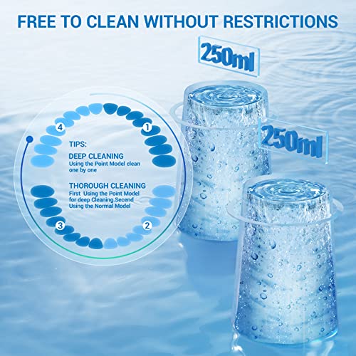 Wiederaufladbarer Munddusche, tragbarer elektrischer Zahnreiniger mit 250 ml, 3 Modi und 4 Ersatzdüsen, IPX7 wasserdichter Munddusche, geeignet für Mundpflege und Reinigung – Bild 6