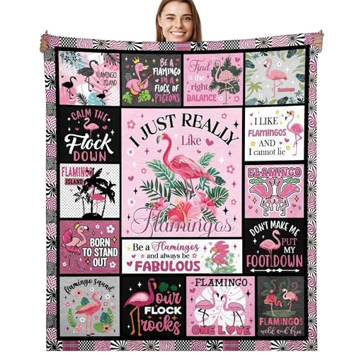 Flamingo Gifts for Women Throw Blanket Funny Pink Tropical Flamingo Design Soft Cozy Fuzzy Flannel Blanket Animal Lover Gift for Girls Friends Mom (50 x 60)