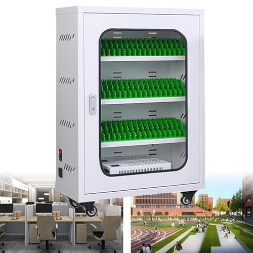 Rechargeable 6-Port USB Cell Phone Charging Station with Wheels &amp; Combination Lock - Mobile Storage Locker for School, Church &amp; Airport Use