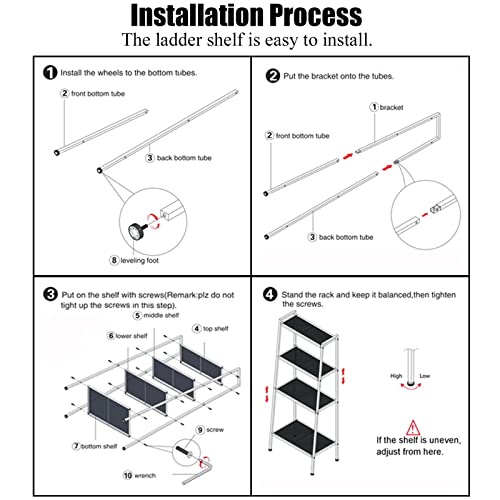Willingheart Ladder Shelf 4-Tier Bookshelf Plant Flower Stand Storage Rack Industrial Organizer Modern Shelves Shelving Bookcase Iron Stable Metal Frame Furniture Home For Living Room Kitchen Office thumb #5