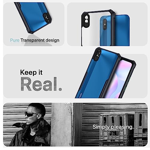 Image of Pikkme Plastic Mi Redmi 9A / 9i / 9A Sport Back Cover Crystal Clear Transparent Back Ultra Hybrid Full Camera Protection Raised Edge TPU Bumper Back Cover for Mi Redmi 9A / 9i / 9A Sport (Black)