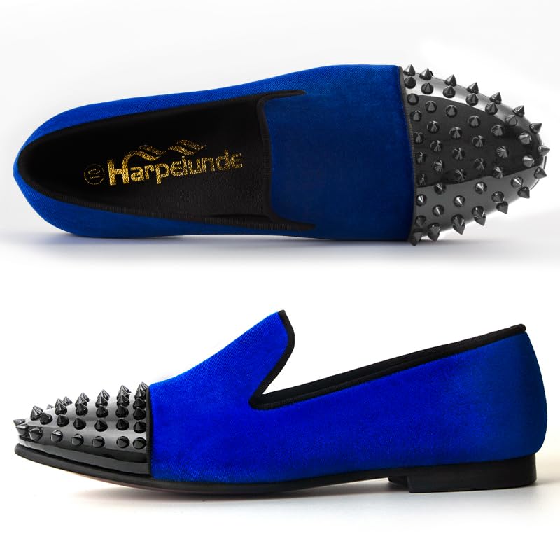 Image of Slip On Men Prom Dress Shoes Spikes Velvet Loafers