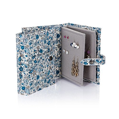 2015 Small Size BLUE FLOWERS - Little Little Book of Earrings - A Small Book for Keeping Your Earrings Safe! by Book of Earrings