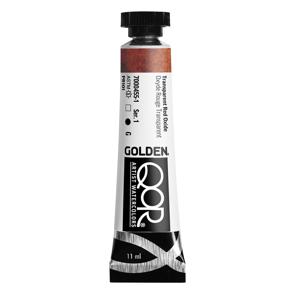 GOLDEN QoR Artist Watercolors, Transparent Red Oxide, 11 ml Tube, Professional Watercolor Paint, Transparent