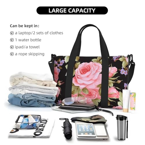 Travel Duffel Bags Personal Item Bag Carry on Luggage Bag Training Handbag Lightweight Waterproof Sports Gym Bag Rose Weekender Bag for Women Men4