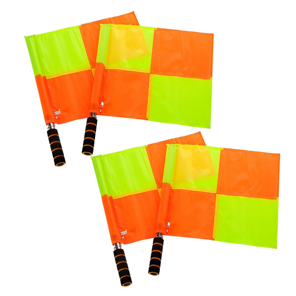 Sosoport 4pcs Sports Official Match Referee Flag Aluminum Alloy Pole Fluorescent Yellow for Football Games