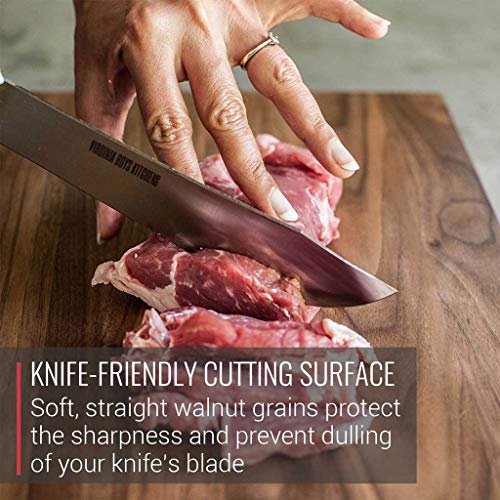 Large Walnut Wood Cutting Board by Virginia Boys Kitchens - 17x11 American Hardwood Chopping and Carving Countertop Block with Juice Drip Groove (Renewed) - Thumbnail 3