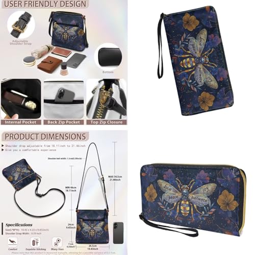 Womens Crossbody Shoulder Bag with Wallet Set Leather Cross Body Sling Purse Wristle Wallet for Shopping4