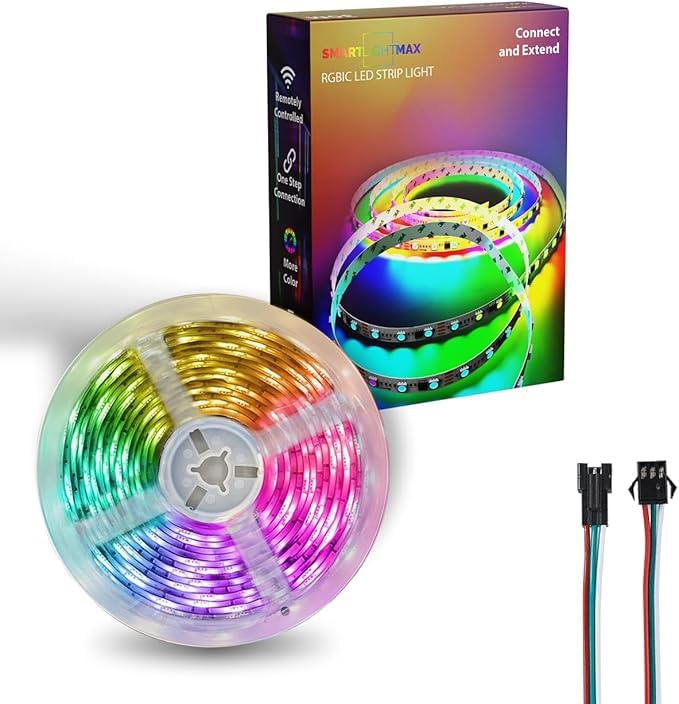 SmartLightMax - Extendable & Connectable LED Strip Lights - LED Strip Light Kit, Music sync, A+++ Energy efficient (3m LED Light Strip Extension)