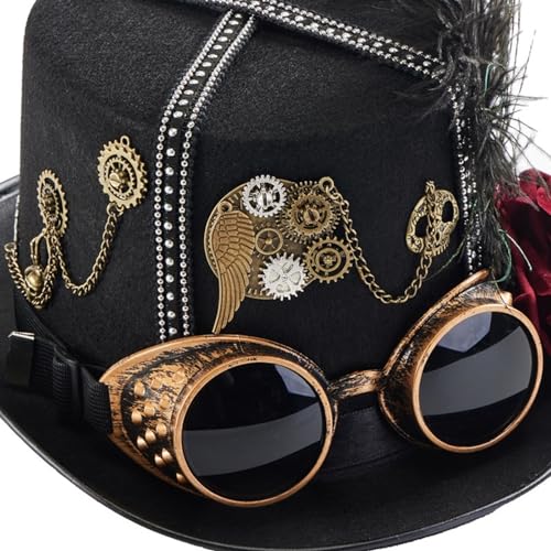 Chapeau plat Steampunk gothique pour déguisement cosplay et Halloween - 4