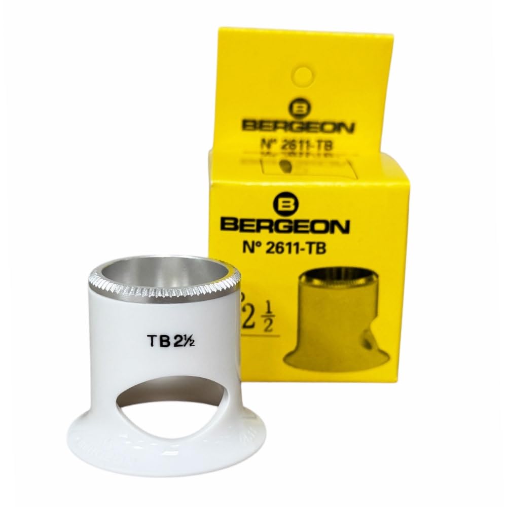Bergeon Lente di ingrandimento 2611-TB-2.5, bianca, biconvessa, porta di ventilazione, ingrandimento x4