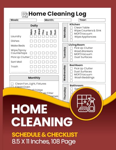 Home Cleaning Schedule & Checklist: Easy and Simple House Cleaning Planner | More Than 2 Years (104 Weeks) of Daily, Weekly & Monthly Cleaning Log Book and Organizer for Every Room image 2