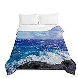 Surwin Colcha de Verano-Primavera Reversible con Impreso 3D,Edredón Cubrecama Rellenos de Algodón,Moderno Colcha Acolchada Quilted para Camas Individuales y Dobles (El mar,100x150cm)