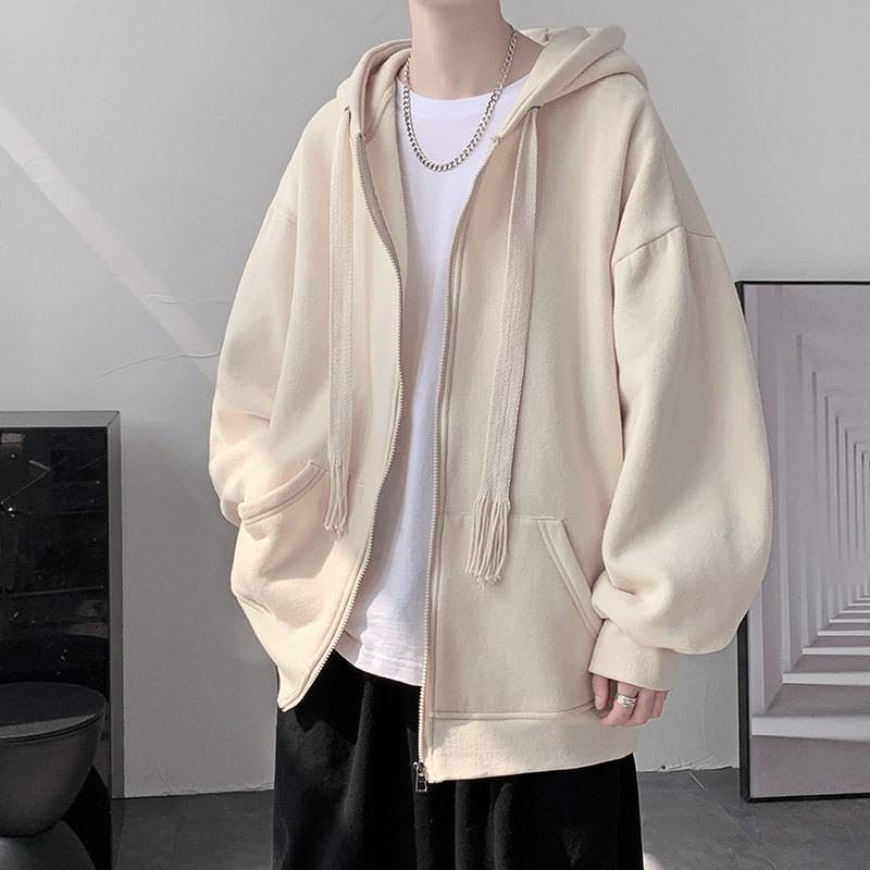 Punk Y2k Crew Neck Jacket for Men Acubi Cute Drawstrings Sweatshirt Baggy Long Sleeve Hoodies Gothic Zip Up Coat4