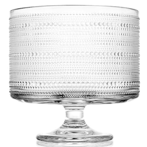 BIMUYI Bol à dessert en verre avec piédestal, 3250 ml, bol de service à dessert, bol vintage pour gâteaux superposés, fruits, salade