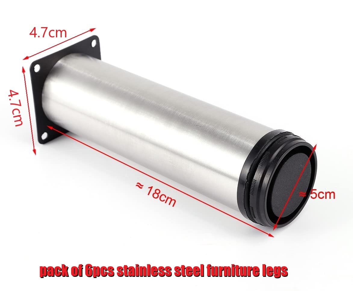 Metalen Verstelbare Bankpoten, Roestvrijstalen Vierkante Meubelkastpoten, Vervangende Hoogteversteller, Steunpoot Bedframe, Set Van 4,Black,12cm(5inch